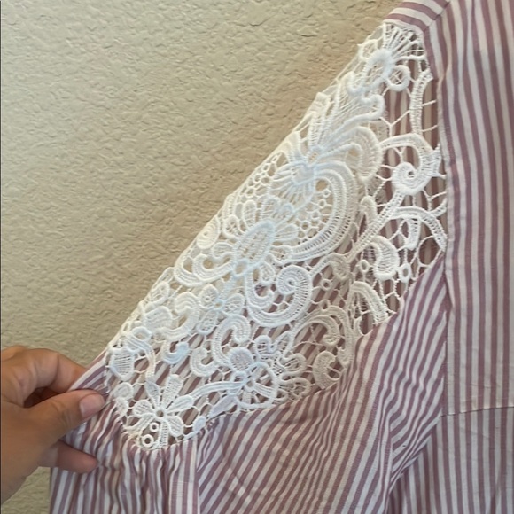 Lane Bryant Striped Lace Accent Women's Top - Picture 3 of 5
